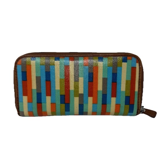 Fossil Key Per Zip Around Women’s Wallet Multicolor‎ Striped - Picture 2 of 9